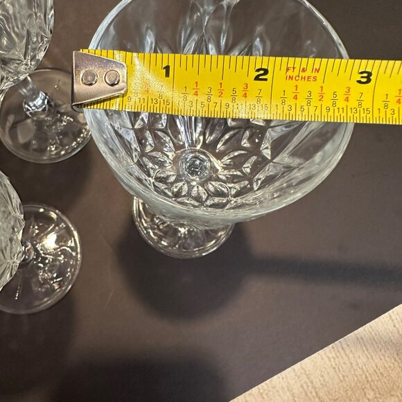 4 French Vintage Crystal Cut Faceted Ball Stem 3.5oz Glasses, Marked France - Picture 9 of 10